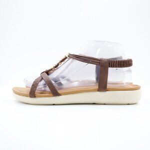 Unbranded Brown Elastic Embellished Lightweight Flat Slingback Sandals - 9.5